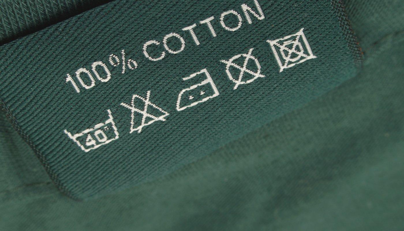 100% cotton t-shirt tag